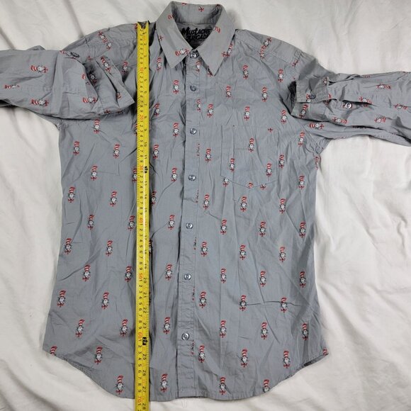 Dr Seuss Cat In The Hat Mustache Brigade Mens X Small Gray Long Sleeve Shirt - Picture 10 of 11